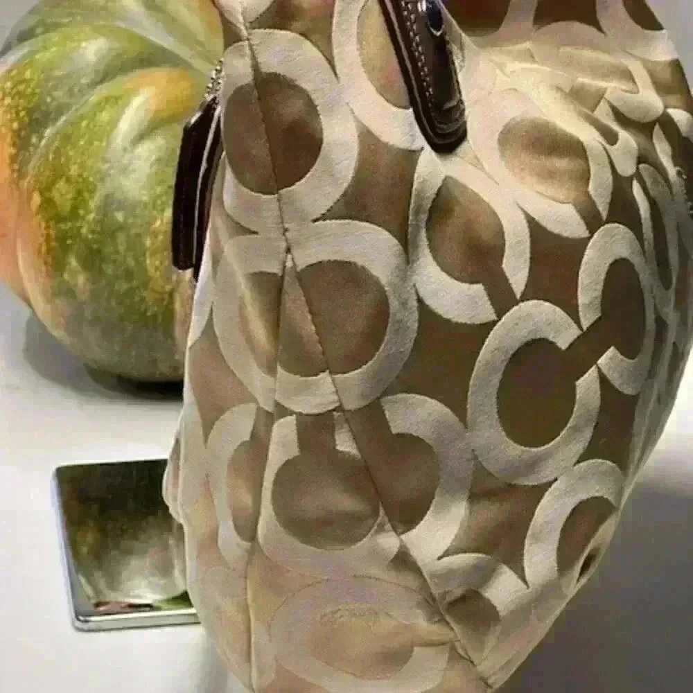 Coach Kristin Op Art Sateen Zip Top Tote Shoulder Bag #16813